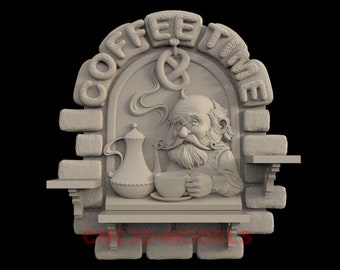 Coffee Time 3D Relief Model for CNC (STL File) IS89