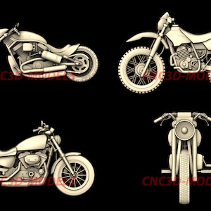 4 Pcs 3D STL Model CNC Router Wood Engraver CarvingMachine Relief Artcam Aspire Vcarve Carveco Cross American Old Motorcycles Motorbike N162