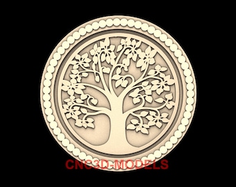 Tree of Life Relief 3D STL Model, CNC Router wood Carving Vcarve M701