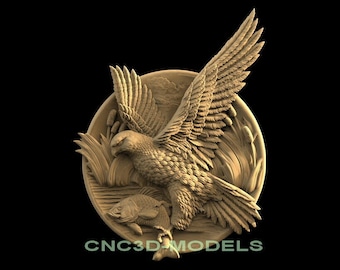 3D STL-modell för CNC-router, gravör, snidningsmaskin, relief Artcam Aspire CNC-filer, EAGLE, fågel, djur F643
