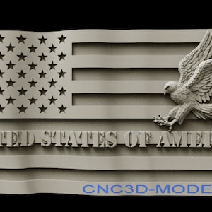 3D STL Modell für CNC-Fräser Engraver Schnitzmaschine Relief Artcam Aspire cnc-Dateien USA American Waves Flagge Adler D455