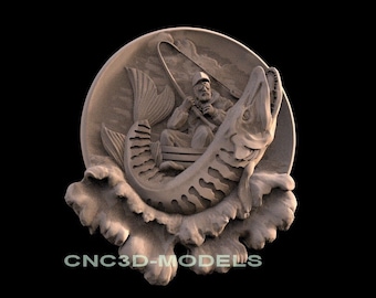 3D Fish Carving STL Model for CNC Router, Wood Carving Machine Relief F530