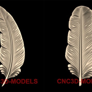 Könnte beinhalten: Ein 3D-Modell einer detaillierten Feder mit einer strukturierten Oberfläche. Die Feder ist hellbraun und hat eine lange, schlanke Form. Das Modell ist perfekt für die Verwendung beim CNC-Fräsen oder 3D-Druck.
