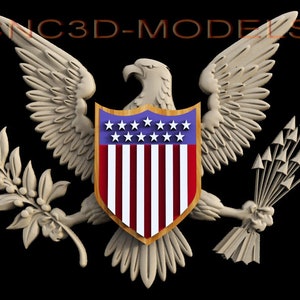 3D STL Modell für CNC-Fräser Engraver Carving Machine Relief Artcam Aspire CNC-Dateien USA American Eagle Flagge D522