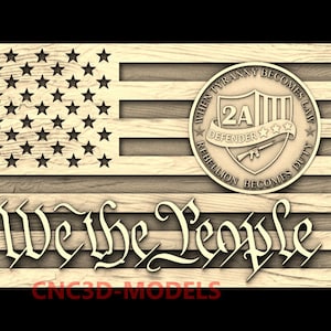 When Tyranny Becomes Law American Flag We the People texture of old wood 3D STL Models for CNC Router Artcam Aspire Vcarve M512