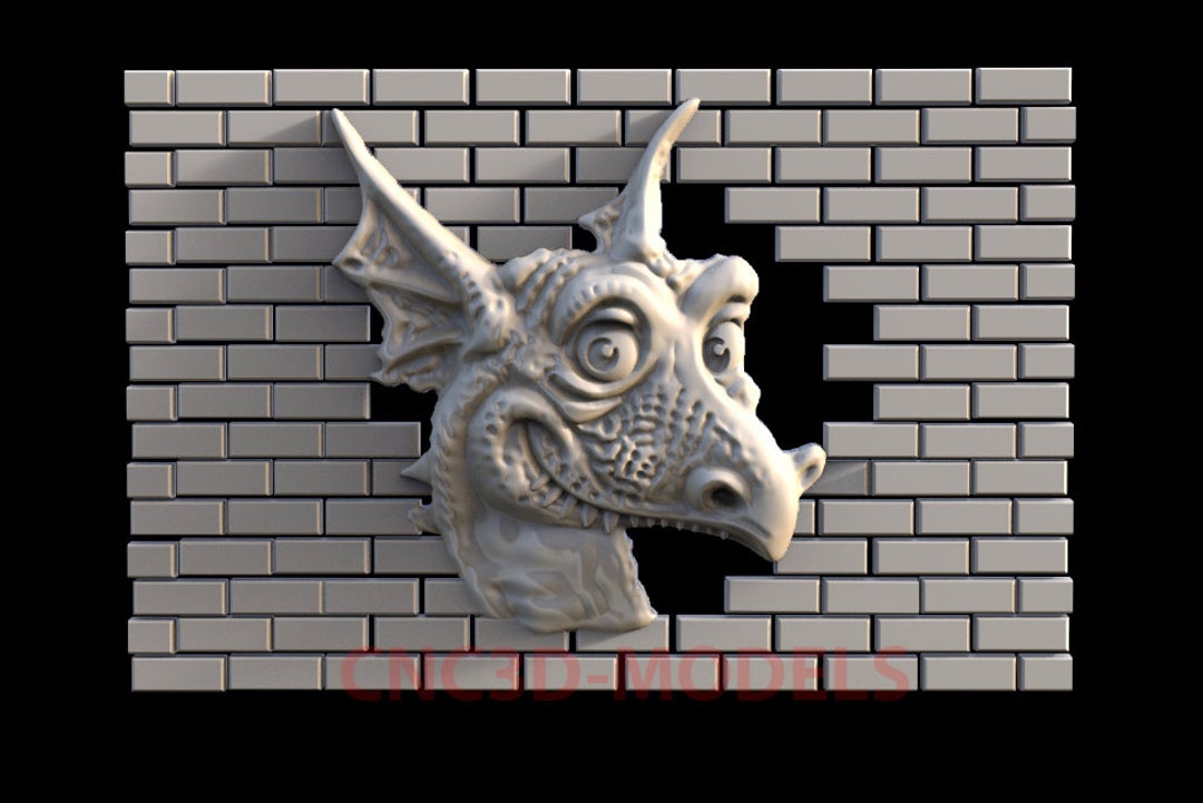 Dragon Wall Relief 3D STL Model for CNC Router Wood Carving ZG498 - Etsy