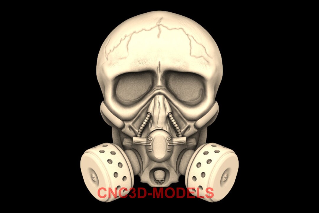 GASMASK 抹殺 7インチ SKELETON RECORDS S.R-001 Skull With Gas Mask 3D STL Model for CNC Router Wood Carving ZG501