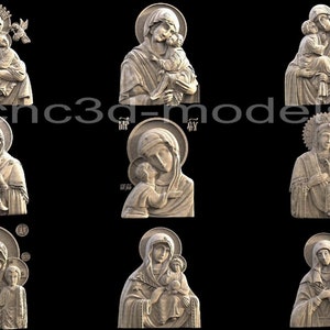 Puede incluir: Un conjunto de nueve tallas de madera que representan a la Virgen Mar&iacute;a y al ni&ntilde;o Jes&uacute;s. Las tallas son de estilo tradicional y presentan detalles intrincados.