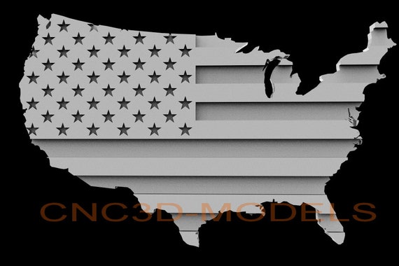 3D STL Model for CNC Router Carving Artcam Aspire USA Flag America Eagle D505