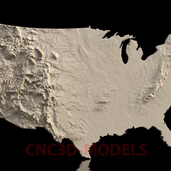 3D Topographic USA Map, STL for CNC Router Wood Carving machine ZG580