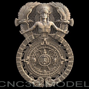 3D STL Modell für CNC-Fräser Engraver Schnitzmaschine Relief Artcam Aspire cnc-Dateien Azteken Maya Azteken Kalender H329