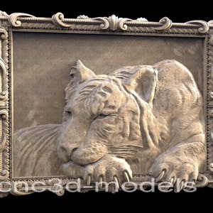 3D STL Model for CNC Router Engraver Carving Machine Relief Artcam Aspire cnc files TIGER animal   080