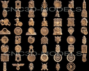 50 Pcs 3D STL Model for CNC Router Engraver Carving Machine Relief Artcam Aspire cnc files Big CLOCK Collection H6