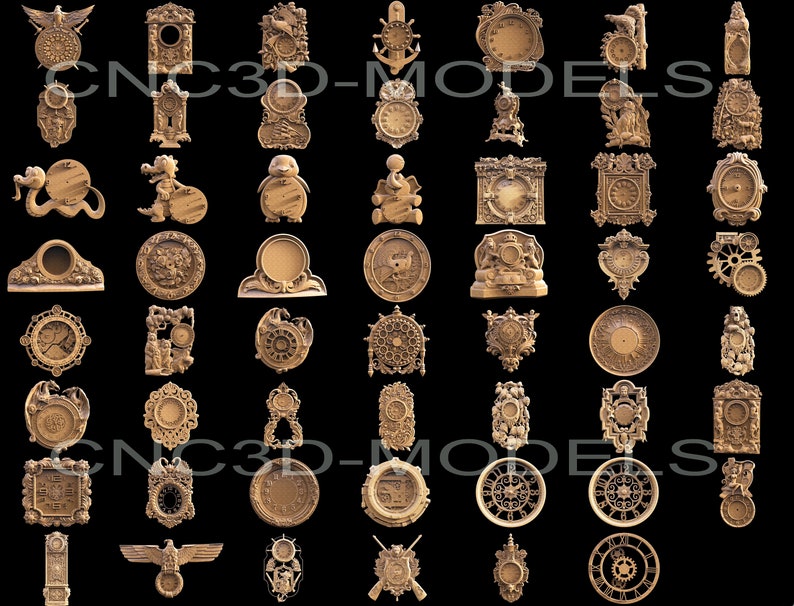 50+ Pcs 3D STL Model for CNC Router Engraver Carving Machine Relief Artcam Aspire cnc files Big "CLOCK" Collection H6
