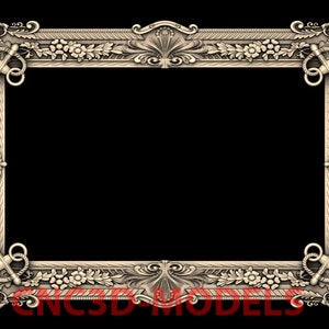3D STL Modell CNC-Fräser Engraver Artcam Aspire CNC-Dateien Holzkunst Wanddekor VCarve Reliefrahmen Bild Anker Ozean Meer M951