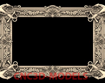 Anker Ozean Meer Rahmen 3D STL Modell, CNC Fräser Holz schnitzen M951