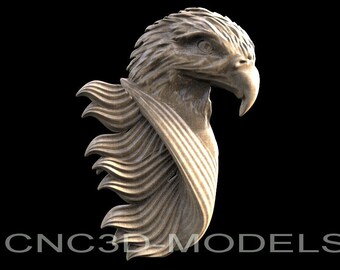 Eagle Bird Relief 3D STL Model for CNC Router Wood Carving Vcarve H238
