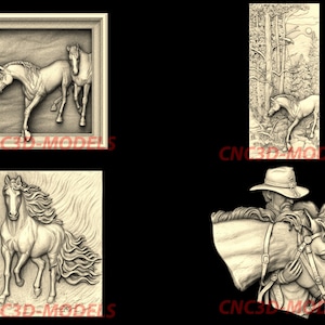 Collezione di cavalli Modello STL 3D: File di intaglio per router CNC ...