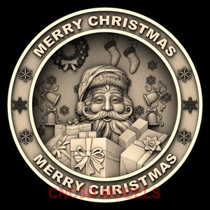 3D STL Model CNC Router Engraver Carving Machine Relief Artcam Aspire cnc file Merry Christmas American Holiday Santa Claus Vcarve M1116
