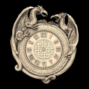 3D STL Model for CNC Router Engraver Carving Machine Relief Artcam Aspire cnc files DRAGONCLOCK  clock   285