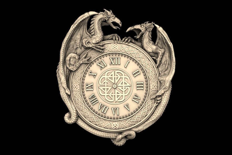 3D STL* Model for CNC Router Engraver Carving Machine Relief Artcam Aspire cnc files "DRAGONCLOCK" clock 285