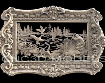 HUNTING Duck 3D STL-modell för CNC-fräs trägravör snidningsmaskin Relief Artcam Aspire CNC-filer HUNTING Duck H223