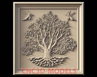 3D Baum des Lebens Panel STL Modell für CNC Fräser Holz Gravur Vcarve ZG702