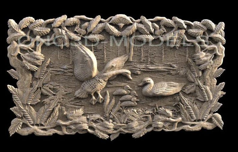 Duck Relief Decor Relief 3D STL Model for CNC Router, Wood Carving H316 ...