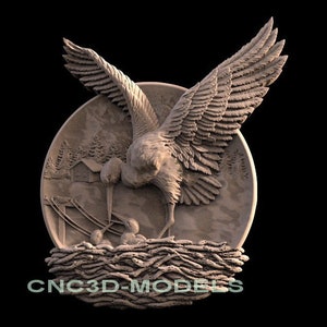 3D STL Modell für CNC-Fräser Engraver Carving Machine Relief Artcam Aspire cnc Files STORCH Vogel Tier F584