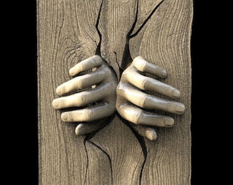 Hands wood Relief 3D STL Model for CNC Router Wood F406