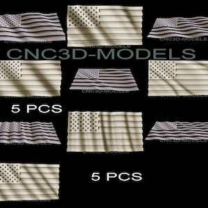 5 Pcs 3D STL Model for CNC Router Engraver Carving Machine Relief Artcam Aspire cnc files Collections USA American Waves Flag  D286