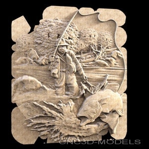 3D STL Model for CNC Router Engraver Carving Machine Relief Artcam Aspire cnc files FISHING 1468
