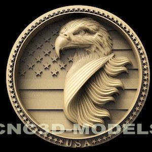 Eagle Flag 3D STL Model, CNC Router, Wood Carving Machine, Aspire Vcarve D20