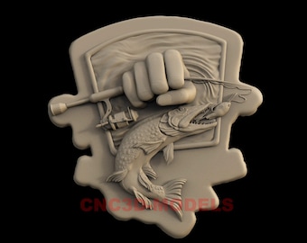 Vissen 3D STL-model voor CNC-router houtsnijwerk IS216