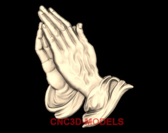 Modelo 3D STL para fresadora CNC, grabadora, máquina de tallado, relieve, archivos CNC Artcam Aspire, manos en oración, religión, religioso, Vcarve M642