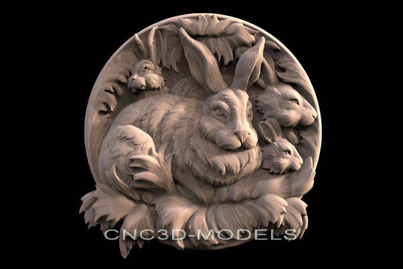 Rabbit Relief 3D STL Model, CNC Router WOOD Carving File F517 - Etsy