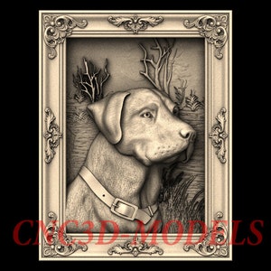 Dog Portrait 3D STL Model for CNC Router