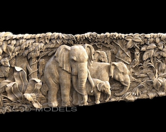 3D STL Model for CNC Router Engraver Carving Machine Relief Artcam Aspire cnc files ELEPHANTS animal   1183