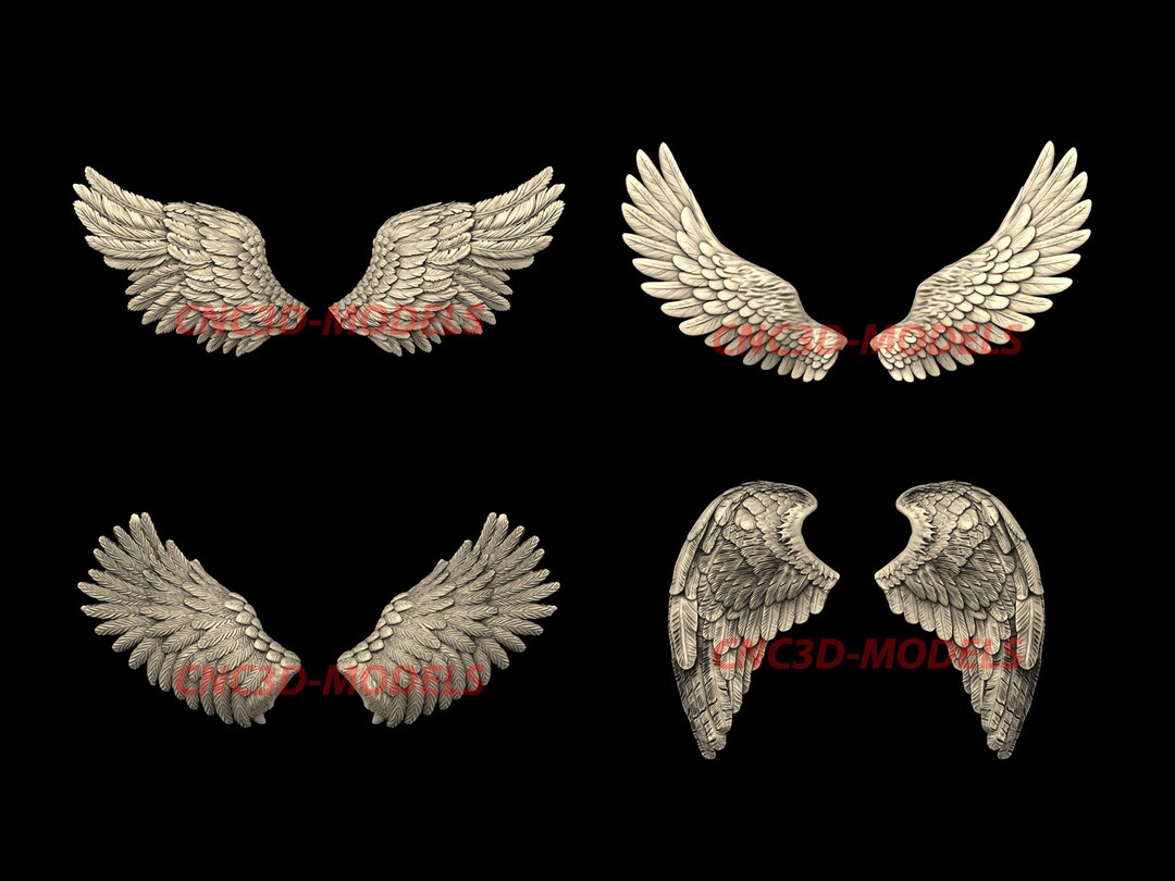 ANGEL 4 Pcs 3D STL Model for Cnc Files Router Engraver Carving Machine Relief Artcam Aspire ...