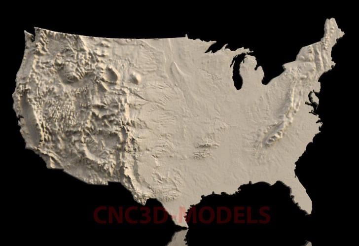 3D Topographic USA Map, STL for CNC Router Wood Carving Machine ZG580 ...