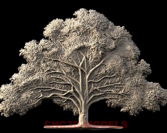 3D Tree Panel STL Model for CNC Router, Wood Carving (Digital File) IS654