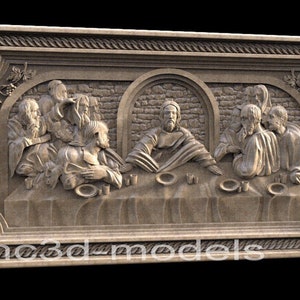 3D STL Model for CNC Router Engraver Carving Machine Relief Artcam Aspire cnc files JESUS Christ  The Last Supper religion icons 185