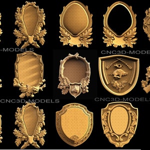 12 pièces modèle 3D STL pour routeur CNC graveur machine à découper en relief Artcam Aspire fichiers cnc carte trophée de CHASSE collection E2