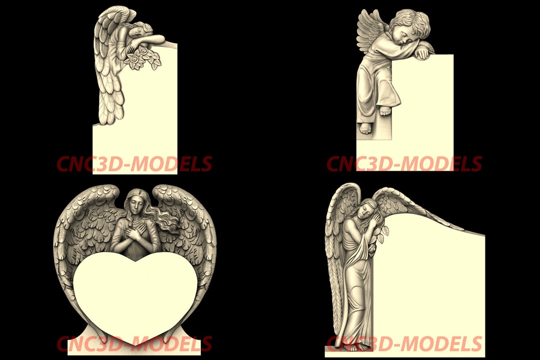 ANGEL 4 Pcs 3D STL Model for Cnc Files Router Wood Engraver Carving ...