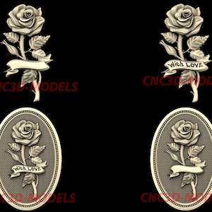 4 Pcs 3D STL Model CNC files Router Engraver Carving Machine Relief Artcam Aspire Decor Vcarve carveco collection Rose Flower Beautiful N196