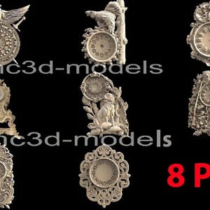 CLOCK collection 8 Pcs 3D STL Model for cnc Router wood Engraver Carving Machine Relief Artcam Aspire cnc files CLOCK collection 002