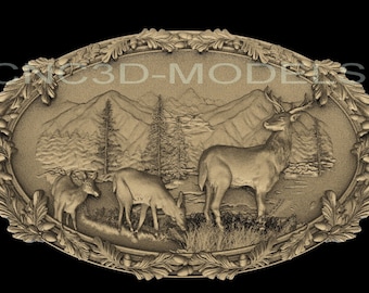 Hjort 3D STL-modell för CNC-fräs trägravör snidningsmaskin Relief Artcam Aspire CNC-filer Hjort Hjort Buch Jakt Väggdekor D239