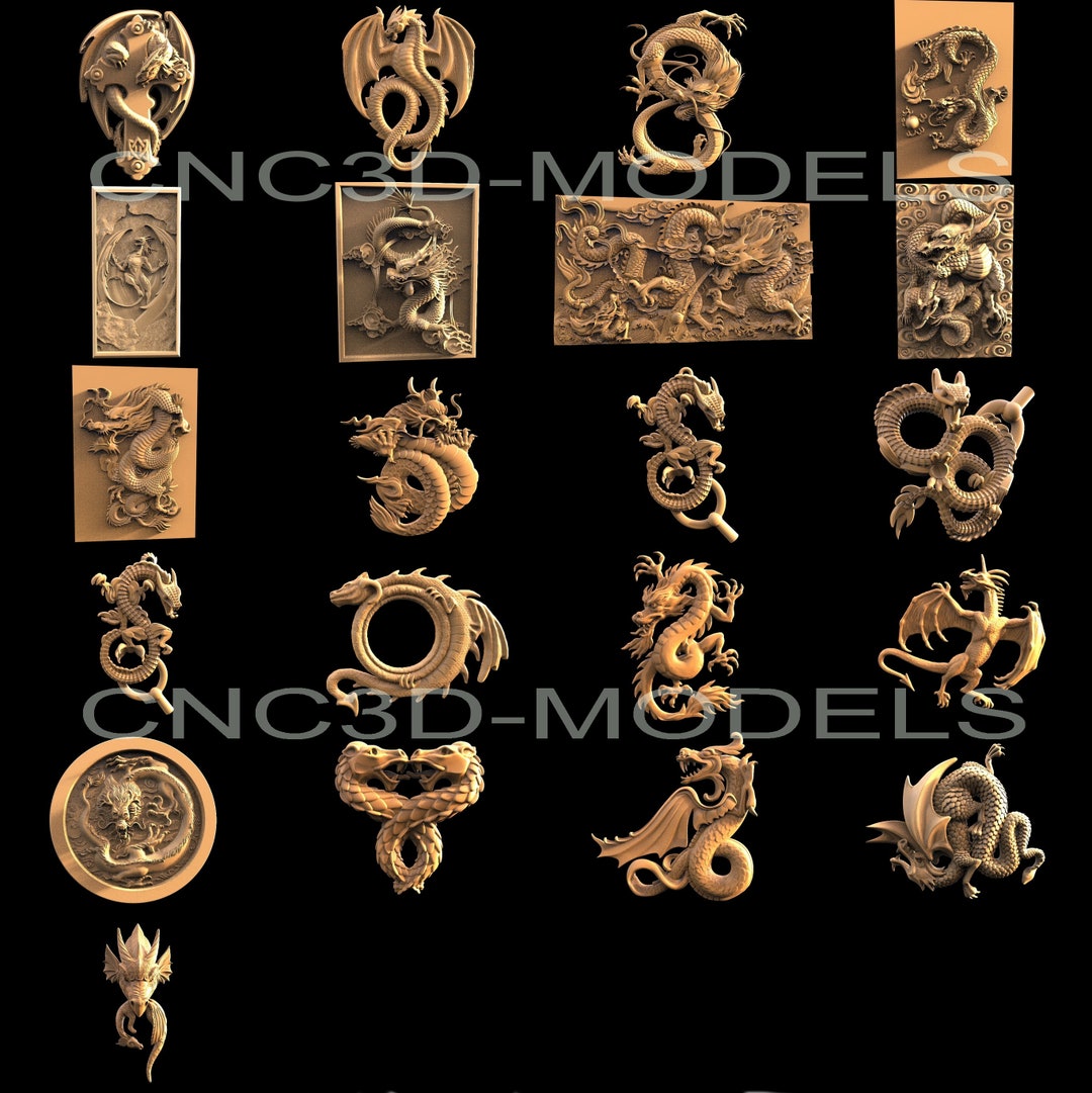 Dragon Collection (20+) CNC Router Files, 3D Relief STL Models, Artcam ...