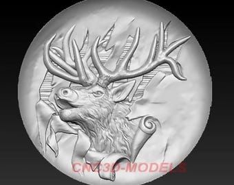 Hjortjaktdekorpanel 3D STL-modell för CNC-fräs träsnideri ZG444