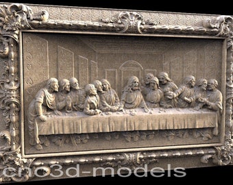 Jesus Christ The Last Supper religion icons 3D STL Model for CNC Router Engraver Carving Machine Relief Artcam Aspire cnc files 050